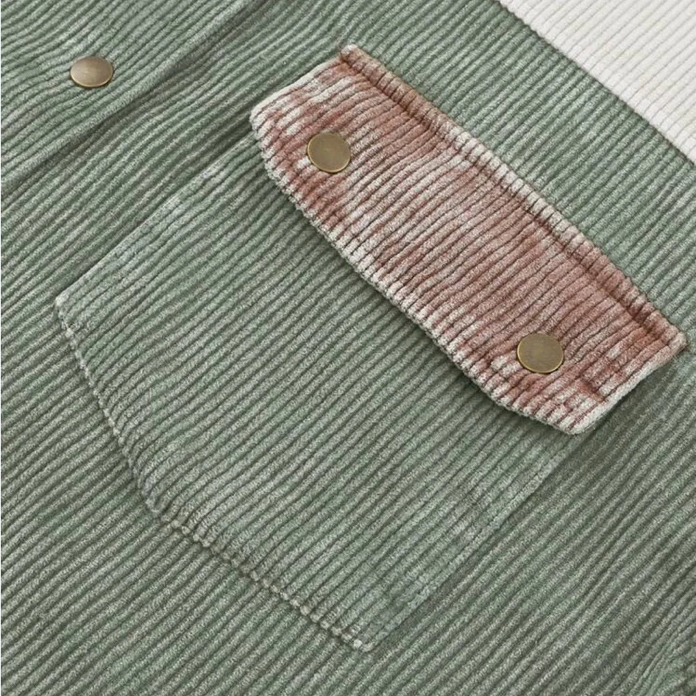 Cozy Corduroy Hoodie Jacket Shacket Button Down Shirt - Picture 10 of 16